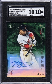 2014 Bowman Sterling Green Refractor #BSRA-MB Mookie Betts Signed Rookie Card (#115/125) - SGC GM 10/SGC Auto 10